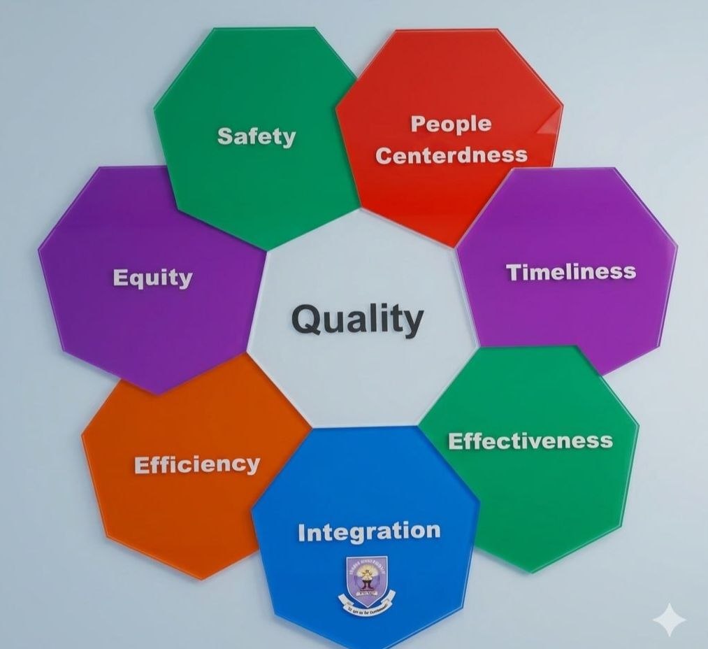 Seven Pillars of Quality Framework - Safety, People Centeredness, Equity, Timeliness, Effectiveness, Efficiency, Integration